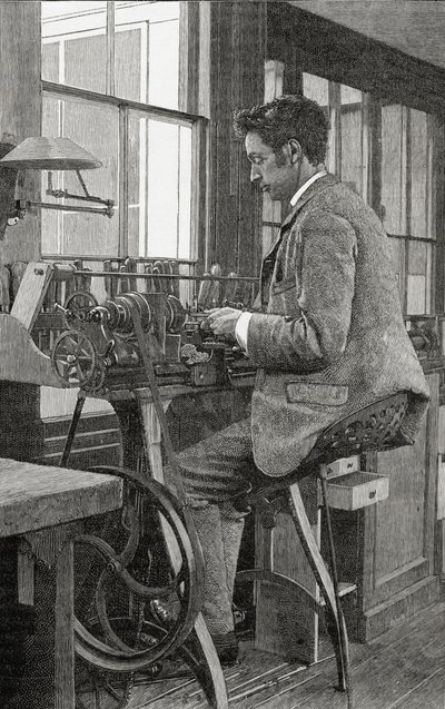 A Modern Lathe Turner at Work, from 